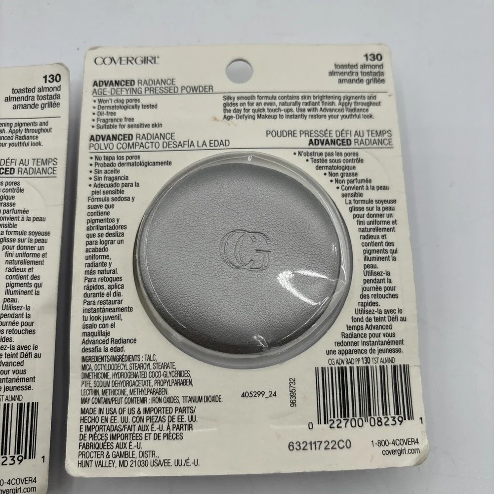 Covergirl Pressed Powder 130 Toasted Almond LOT 2 NEW Advanced Radiance Talc NIP